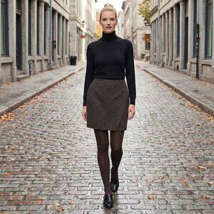 Wool Blend Banana Republic Dark Brown Tweed Mini Skirt Fully Lined